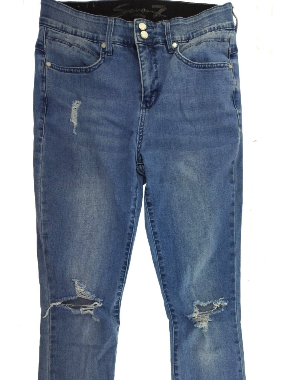 Seven7 Size 8 Distressed High Rise Skinny Ankle Jeans